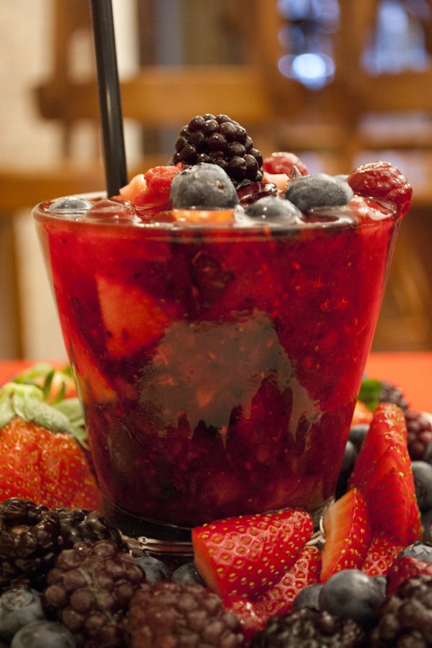 Red fruit caipirinha